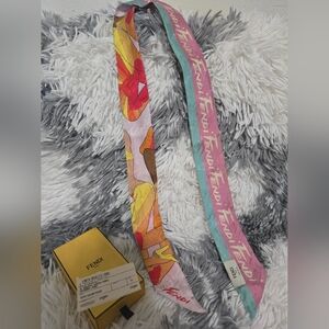 Pre Owned Fendi Vibrant Silk Twilly Scarf